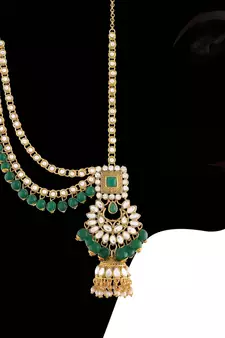 Traditional Handcrafted Faux Kundan & Emerald Stone Studded Bridal Jewellery Set For Women 