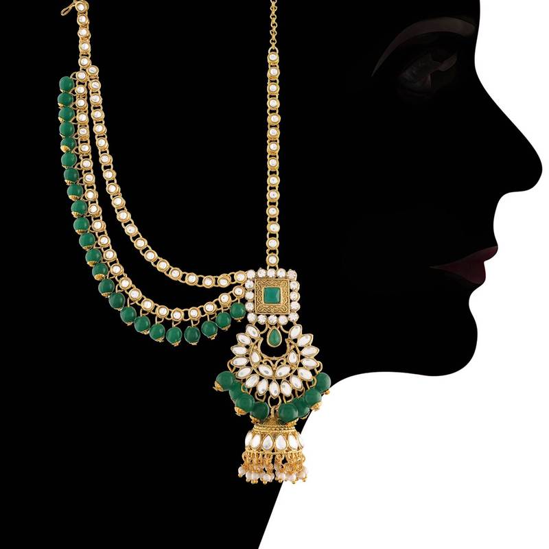 Traditional Handcrafted Faux Kundan & Emerald Stone Studded Bridal Jewellery Set For Women 