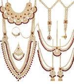 Traditional Handcrafted Faux Kundan & Ruby Stone Studded Bridal Jewellery Set For Women 
