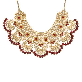 Traditional Handcrafted Faux Kundan & Ruby Stone Studded Bridal Jewellery Set For Women  2