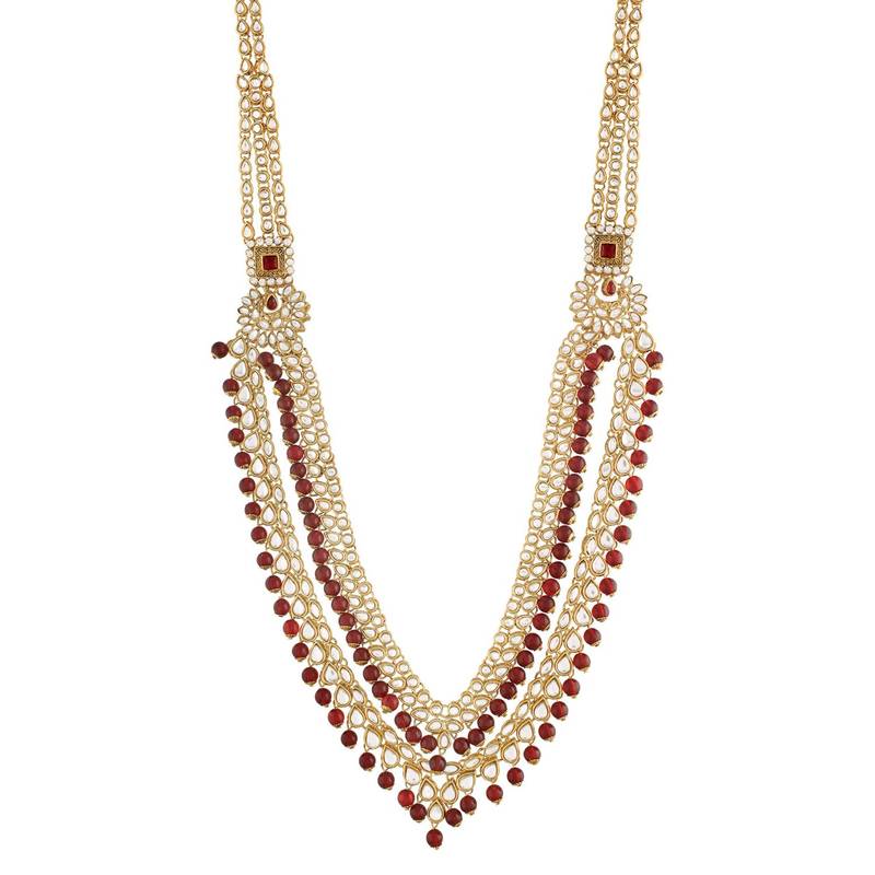 Traditional Handcrafted Faux Kundan & Ruby Stone Studded Bridal Jewellery Set For Women 