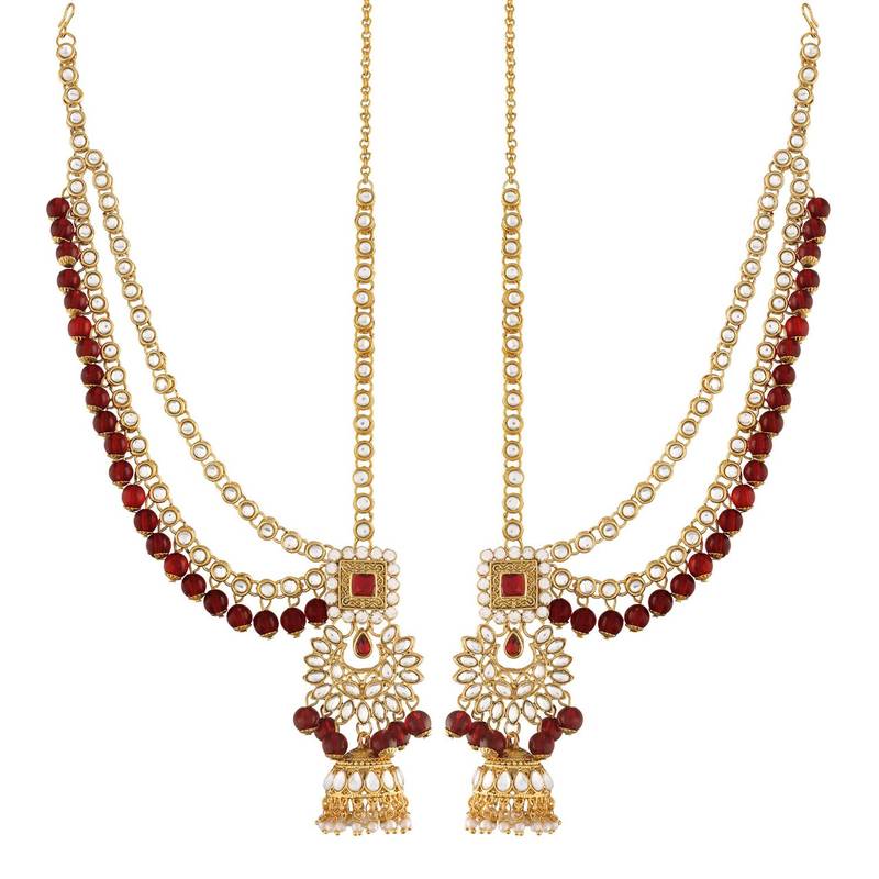 Traditional Handcrafted Faux Kundan & Ruby Stone Studded Bridal Jewellery Set For Women 
