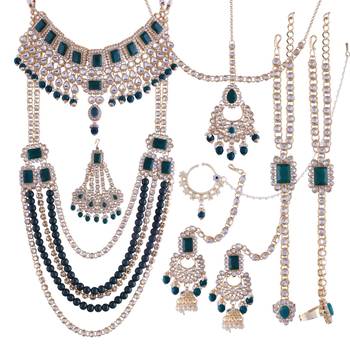 Traditional Handcrafted Faux Kundan & Stone Studded Bridal Jewellery Set For Women (BLP030G) 1