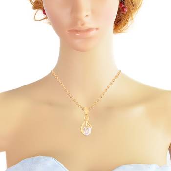 Gold & RHODIUM Plated Swan Pendant with Chain For Women  1