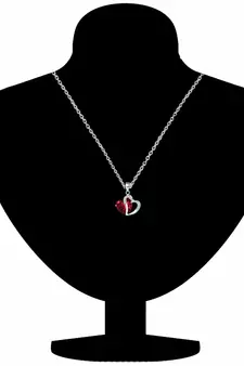 Valentine's Special RHODIUM Plated Red Crystal Heart Pendant for Women 