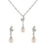 Rhodium Plated Glittering American Diamond CZ Zircon Chain Pendent Necklace Set for Women & Girls 