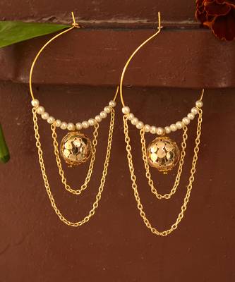 Multi layered chain and pearl Earrings 2