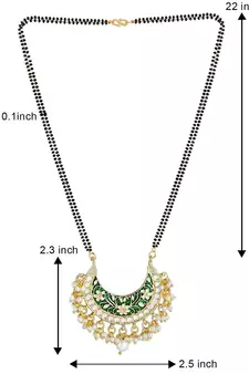 Traditional Meena Work Pearl Studded Pendant with Black Bead Chain Mangalsutra for Women 