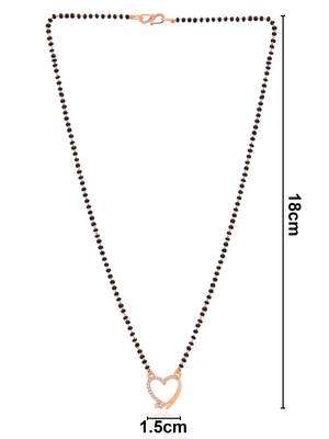Rose Traditional Single Line American Diamond Heart Shaped Pendant with Black Beads Chain Mangalsutra for Women  2