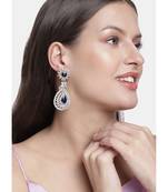 Rhodium Plated American Diamond Sparkling Dangle Earrings for Women 
