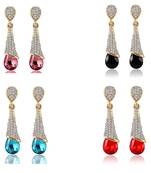 Multicolour CZ AD Studded Earrings for Women Pack of 4 