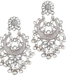 Rhodium Plated Traditional Handcrafted Meena Work Earring Glided With Kundan & Pearls 