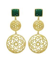 Traditional Matte Finish Zinc Alloy Earrings for Women, Green 