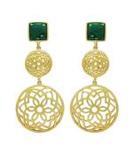Traditional Matte Finish Zinc Alloy Earrings for Women, Green 