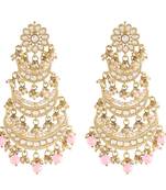 3 Layered Beaded Chandbali Earrings with Kundan and Pearl Work for Women 
