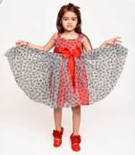 Jelly Jones Red Bow Dress with Hair Band - light Grey