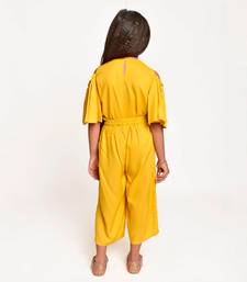 Jelly Jones  lace emblished culotte with cold shoulder top-Yellow