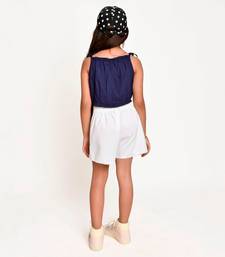 Jelly Jones  Flower emblished Top with  White Shorts -Navy