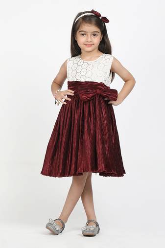 Jelly Jones  Dress with sequance torso & hair band -Maroon