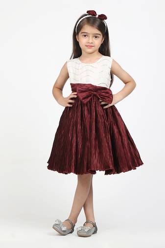 Jelly Jones  Dress with sequance torso & hair band -Maroon