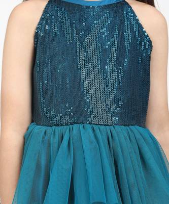 Jelly Jones Layred Gown with sequance torse & hair band-Teal 5
