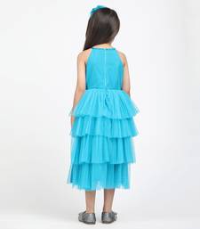 Jelly Jones  Layred Gown with Neck Pearl & hair band -Blue