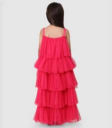 Pink Flower Belt layred Gown