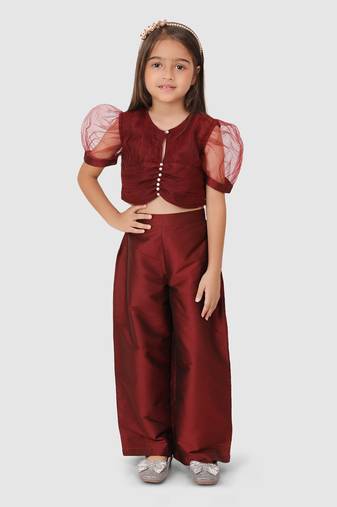 Maroon Beads Top&Pant