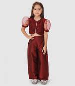 Maroon Beads Top&Pant