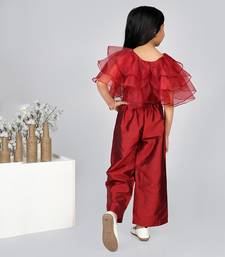 Jelly Jones Maroon flared Organza Top & Culote set