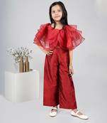 Jelly Jones Maroon flared Organza Top & Culote set
