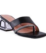 Black Minimal Low Heel Sandals