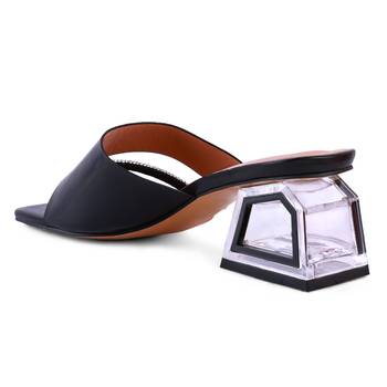 Black Minimal Low Heel Sandals 3