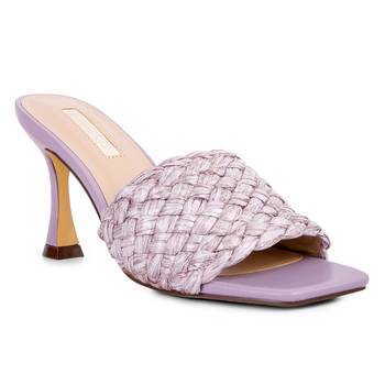 Black Block Heel Slip On Thong Sandals 1