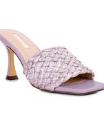 Black Block Heel Slip On Thong Sandals