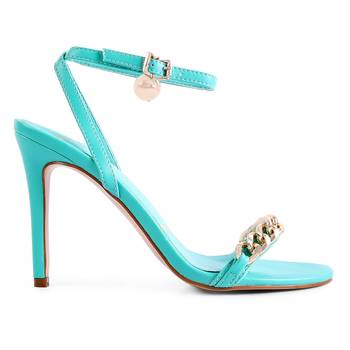 Blue High Heeled Metal Chain Strap Sandal 2