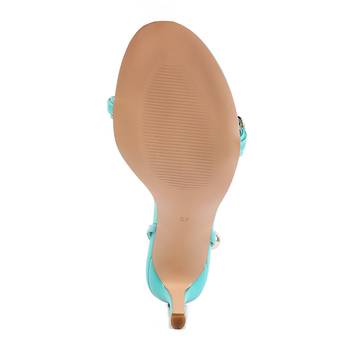 Blue High Heeled Metal Chain Strap Sandal 5