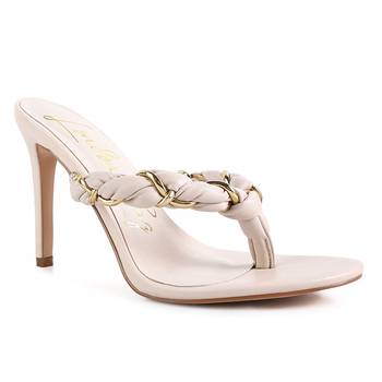 Brown Braided With Gold Accent Flip-Flop Heels 1