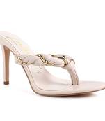 Brown Braided With Gold Accent Flip-Flop Heels