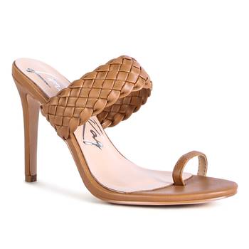 Woven Strap Toe Ring Sandals in Tan 1