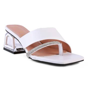 White Minimal Low Heel Sandals 1