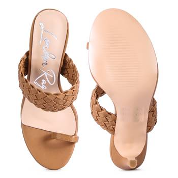 Woven Strap Toe Ring Sandals in Tan 5