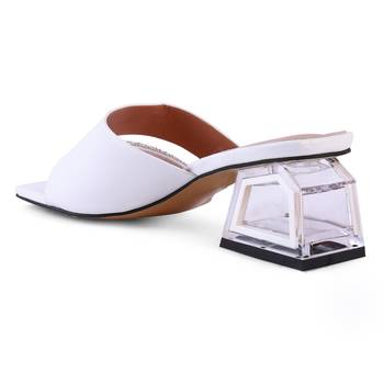 White Minimal Low Heel Sandals 3