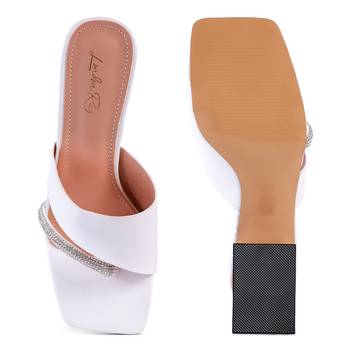 White Minimal Low Heel Sandals 5