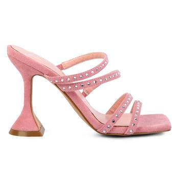 Pink Mid Heel Multi Strap Sandals 2