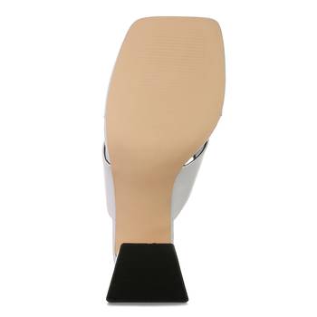 White Block Heel Slip On Thong Sandals 5
