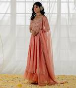 Rose Pink Silk Embroidered Anarkali Set