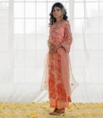 Pink Georgette Embroidered Straight Kurta Set