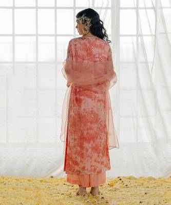Pink Georgette Embroidered Straight Kurta Set 2