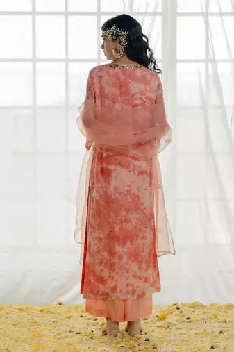 Pink Georgette Embroidered Straight Kurta Set
